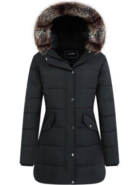Cozy Waterproof Long Insulated Winter Parka with Detachable Hood for Women